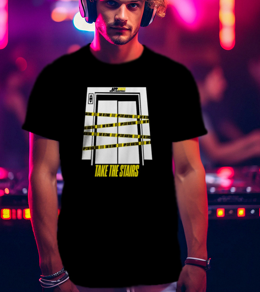 APP STATE TAKE THE STAIRS ELEVATOR DOORS CAUTION TAPE T-Shirt