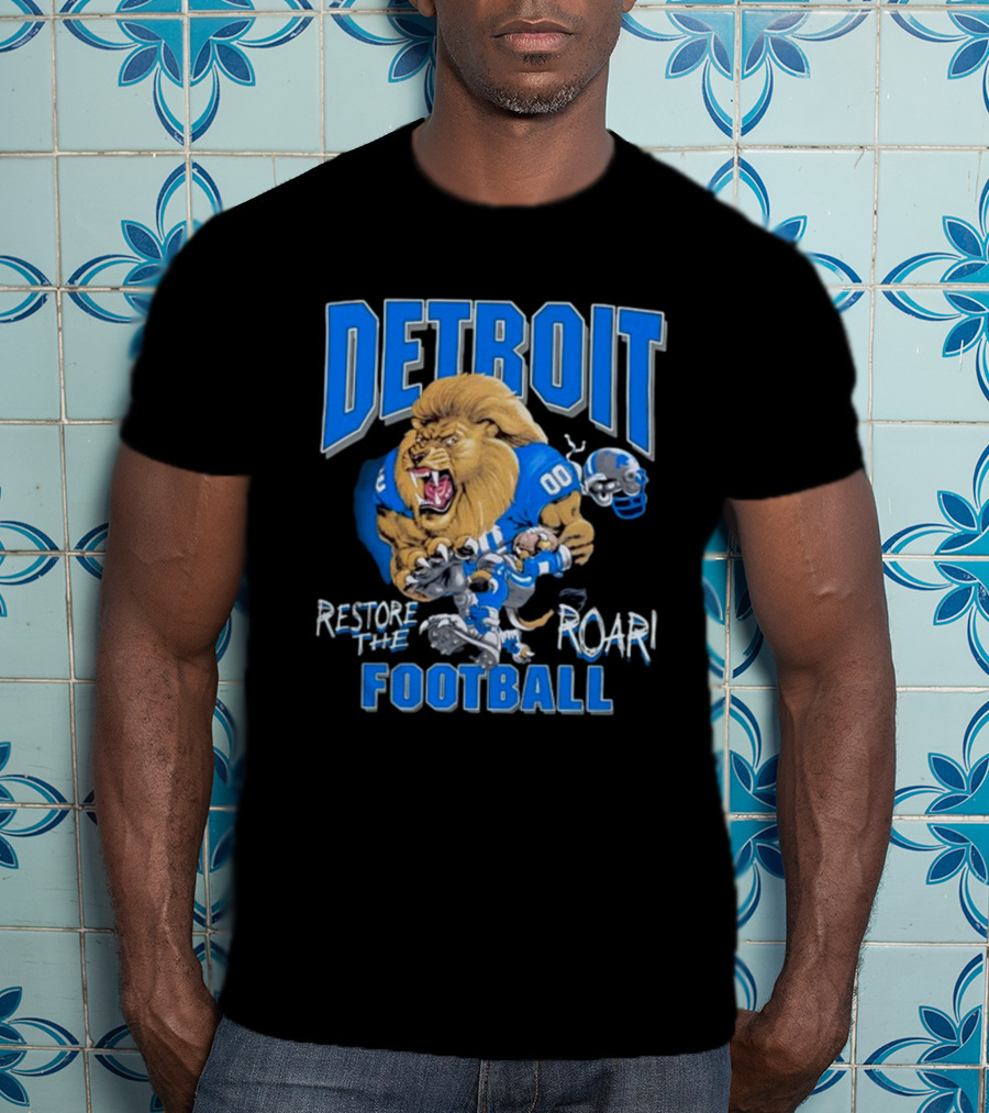Detroit Restore The Roar Football Lion Player T-Shirt