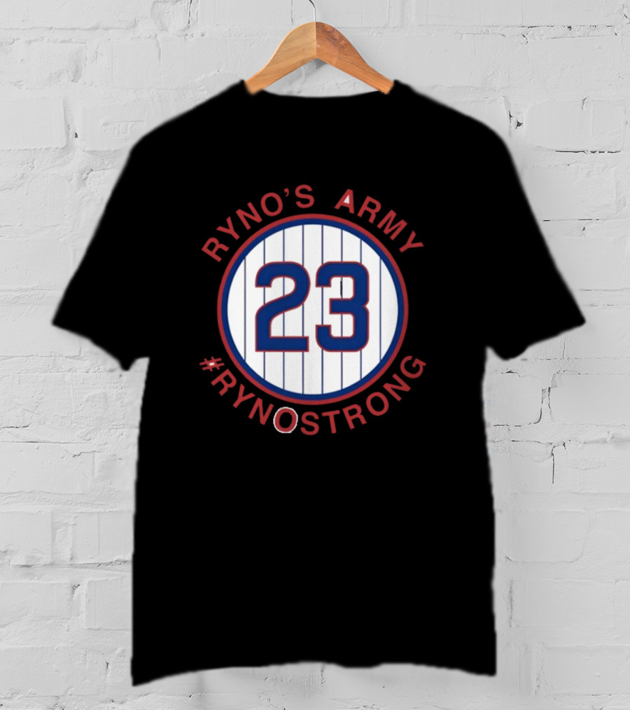 Ryno's Army 23 #RynoStrong Circle Logo White Pinstripes T-Shirt