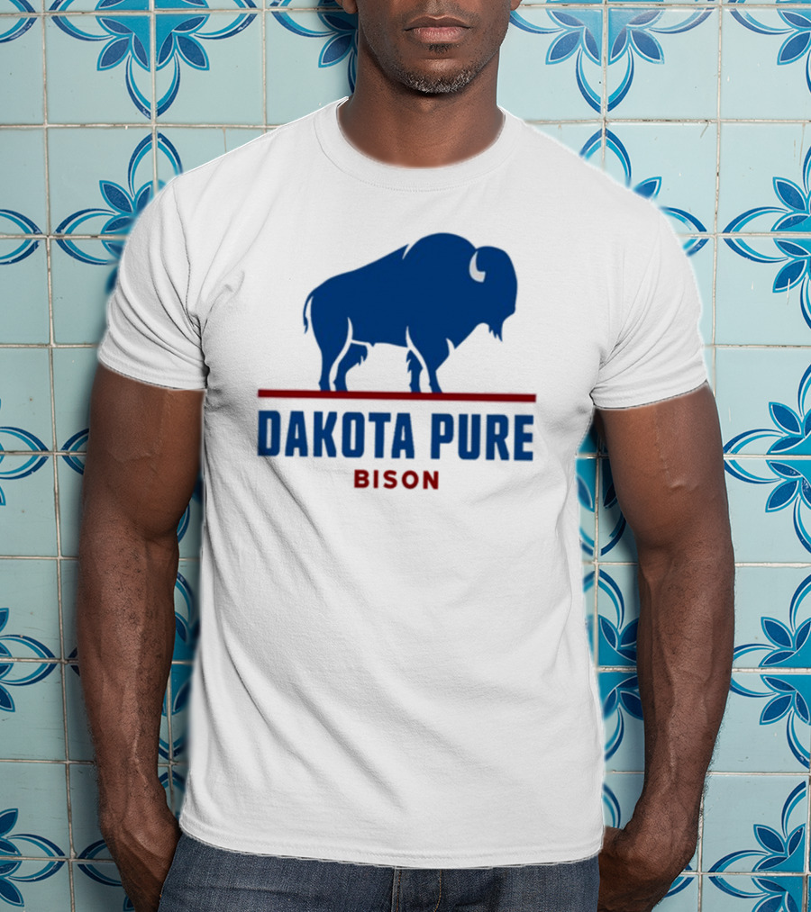 Shawn Baker Dakota Pure Bison Blue Icon Bison Red Line T-Shirt
