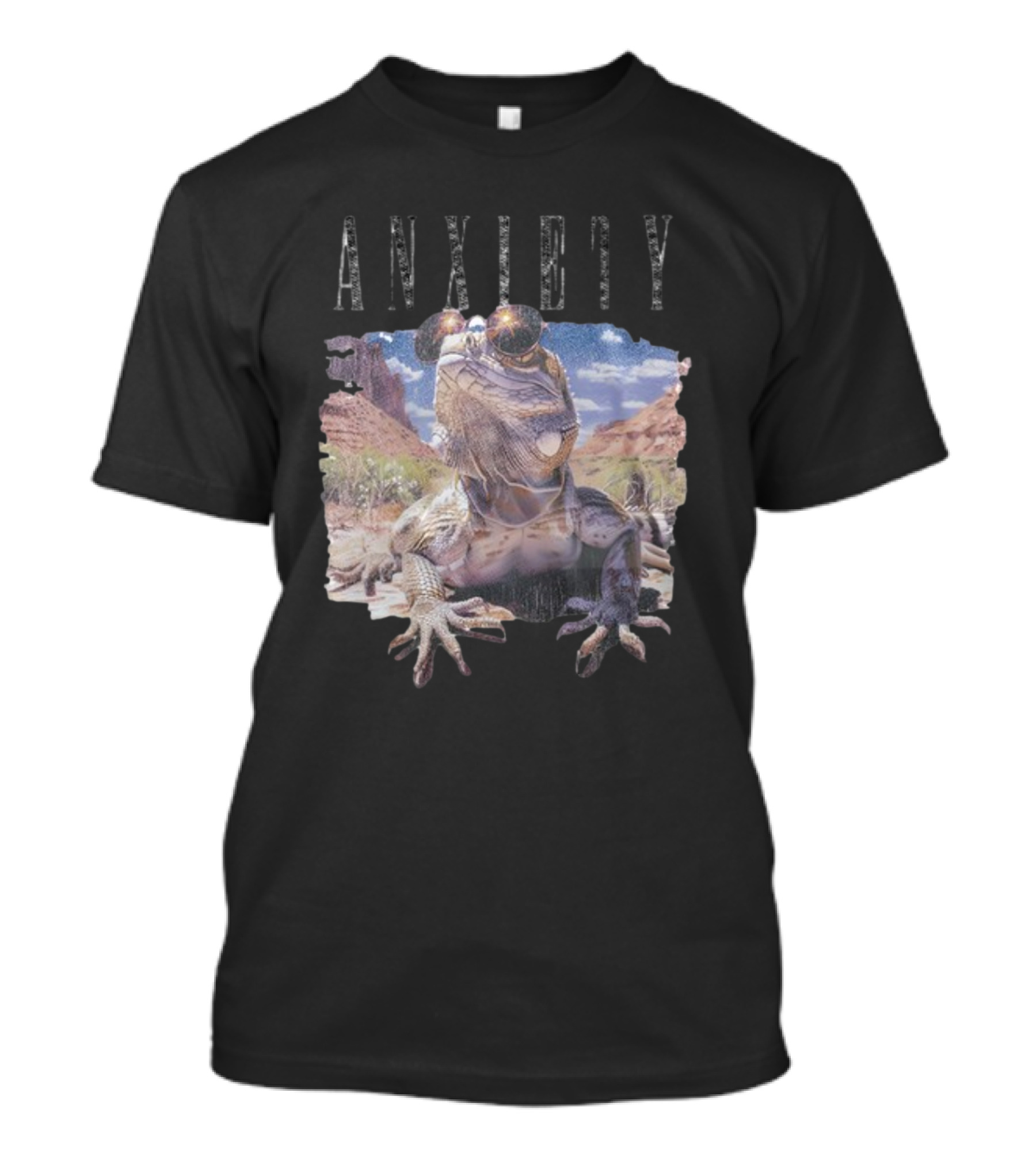 Waveygoods Anxiety Lizard Sunglasses Desert Landscape No Rules T-Shirt