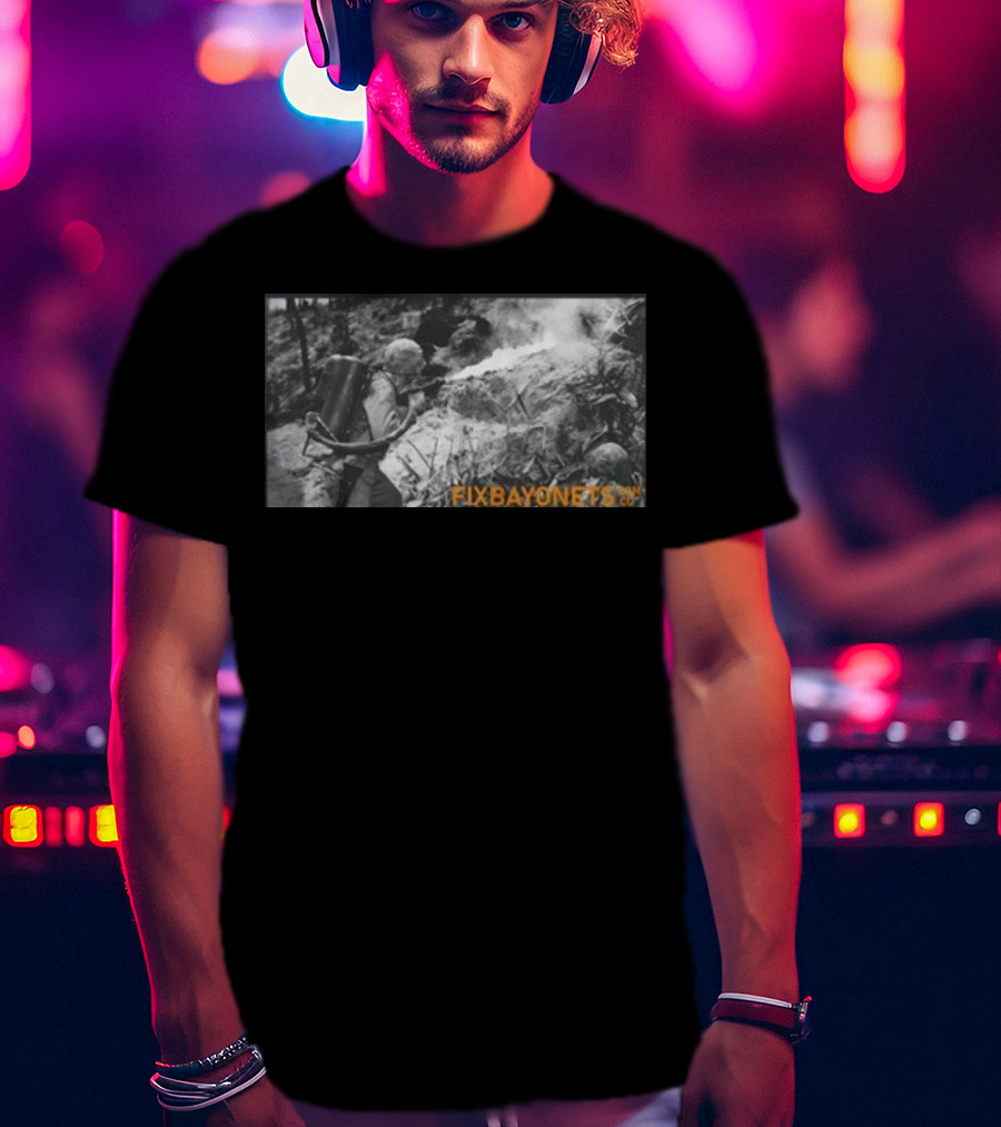 Fix Bayonets WWII Flamethrower Soldier Scene T-Shirt