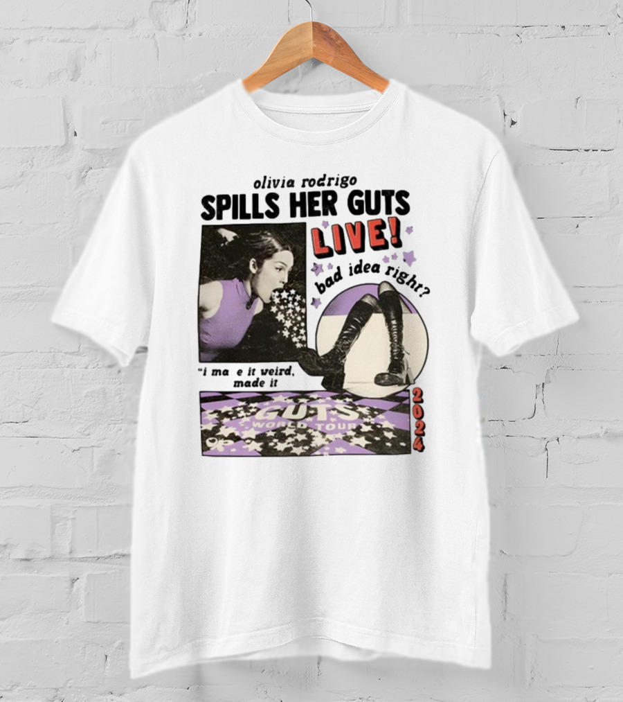 Olivia Rodrigo Spills Her Guts Live Bad Idea Right Guts World Tour T-Shirt