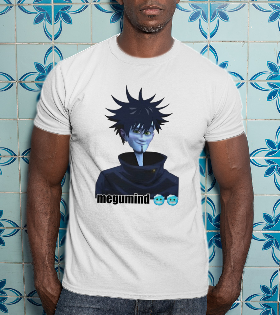 Spiky Haired Megumind Blue Emoji Face T-Shirt