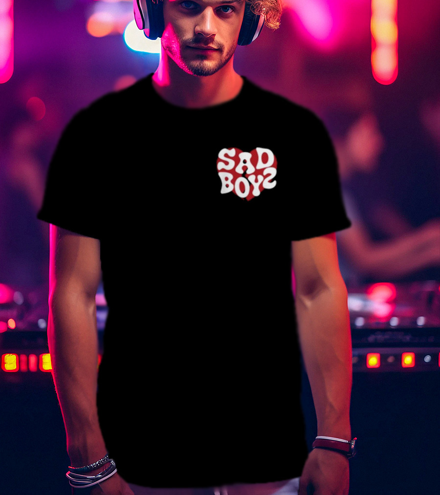 Sad Boyz Heart Logo Red And White Contrast T-Shirt