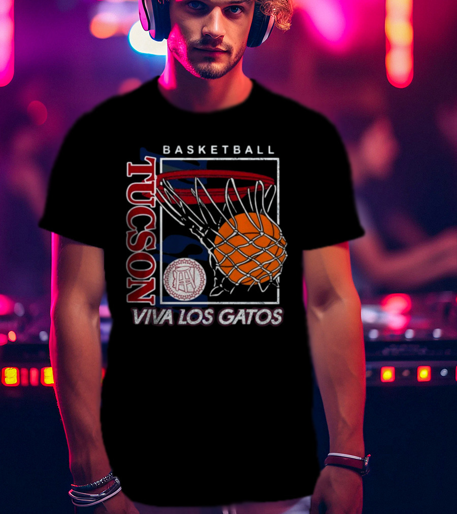 Basketball Tucson Viva Los Gatos Retro Hoop T-Shirt