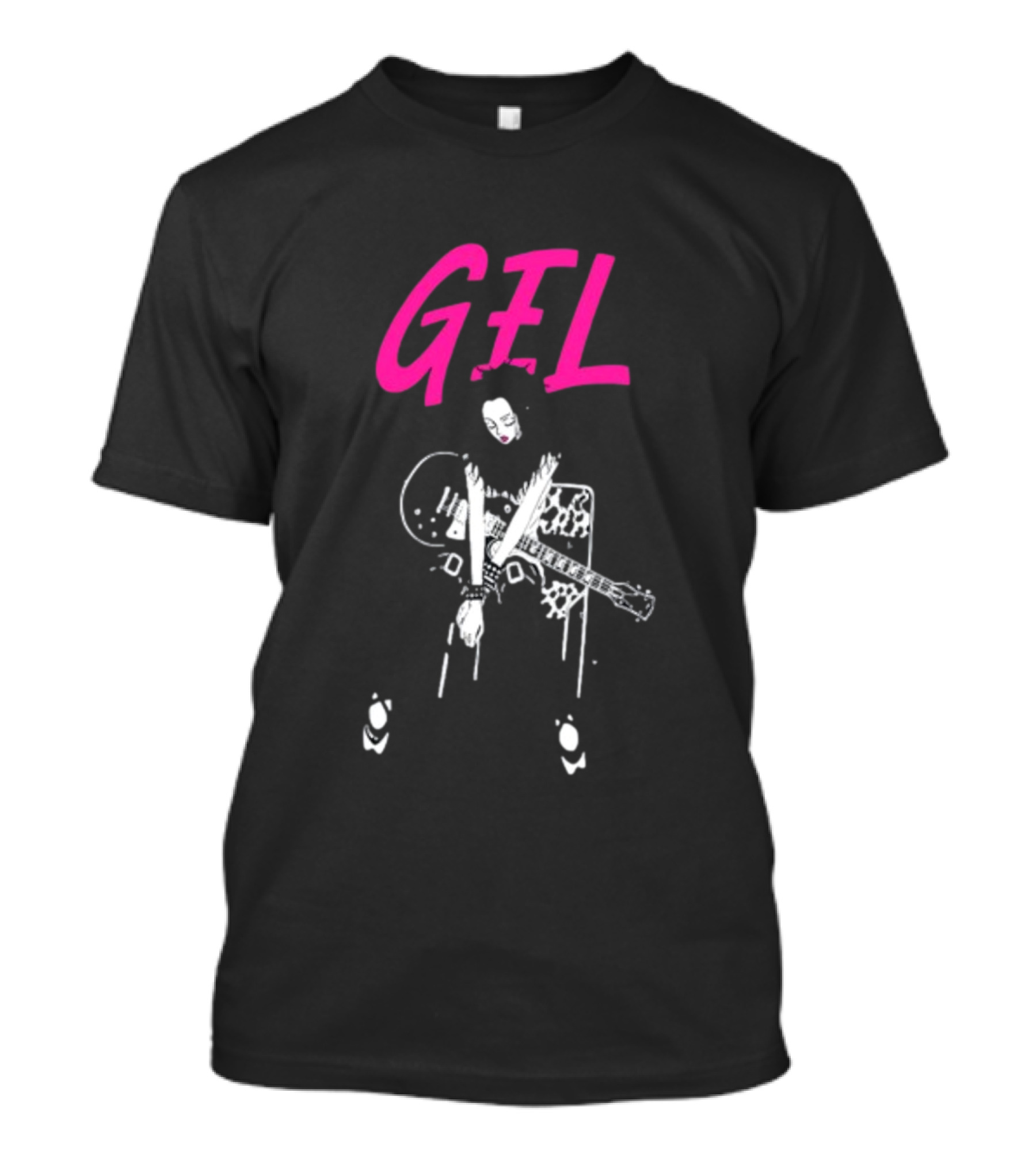 GELHARDCORE GEL NANA Guitar Girl Graphic Pink Lettering T-Shirt