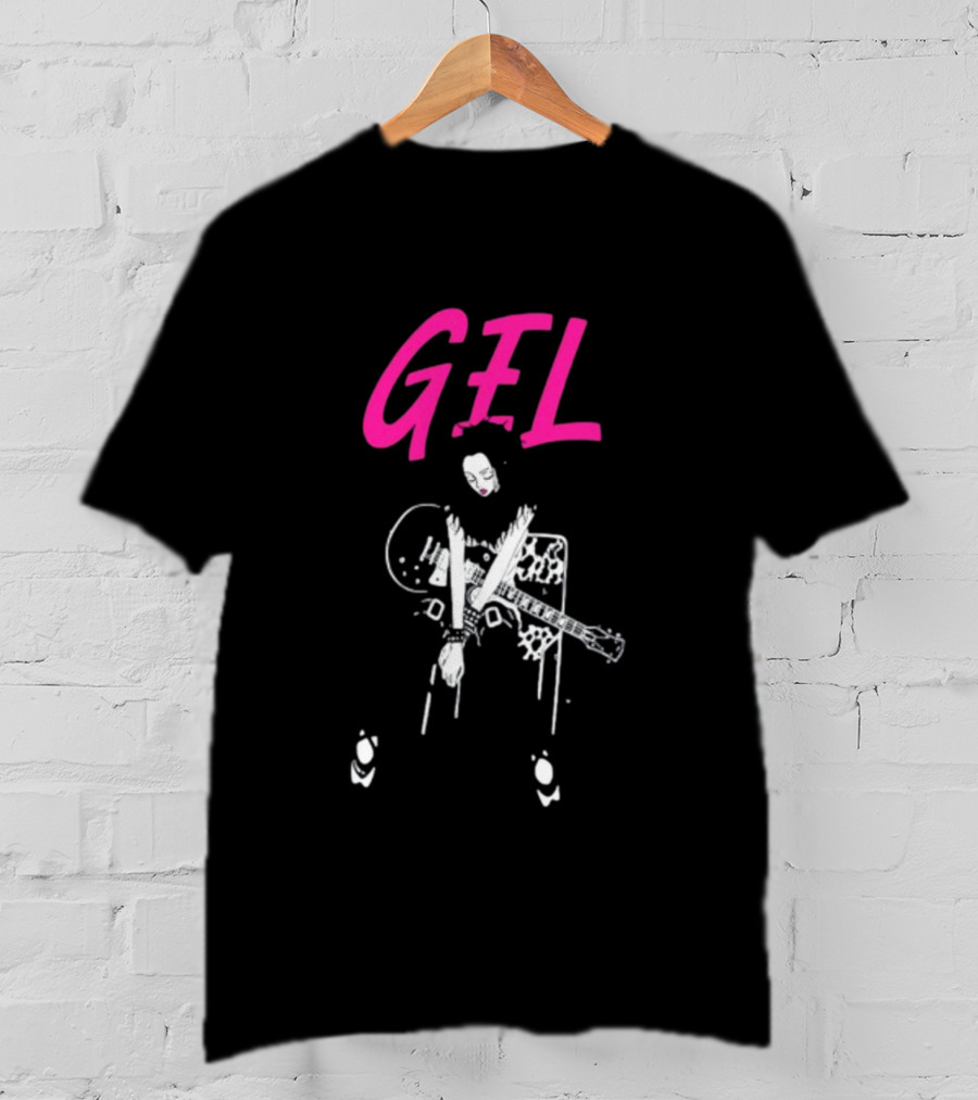 GELHARDCORE GEL NANA Guitar Girl Graphic Pink Lettering T-Shirt