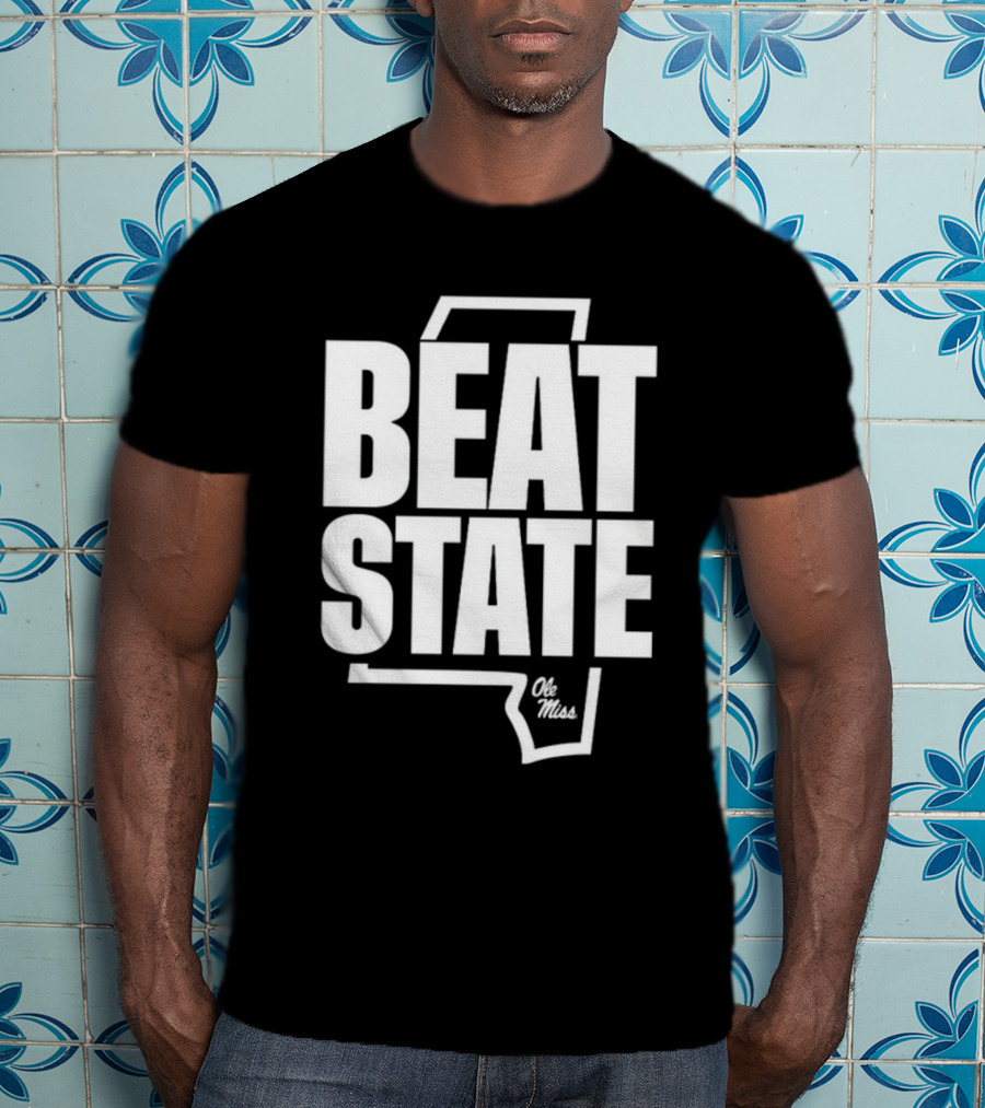 Beat State Ole Miss Mississippi Outline T-Shirt