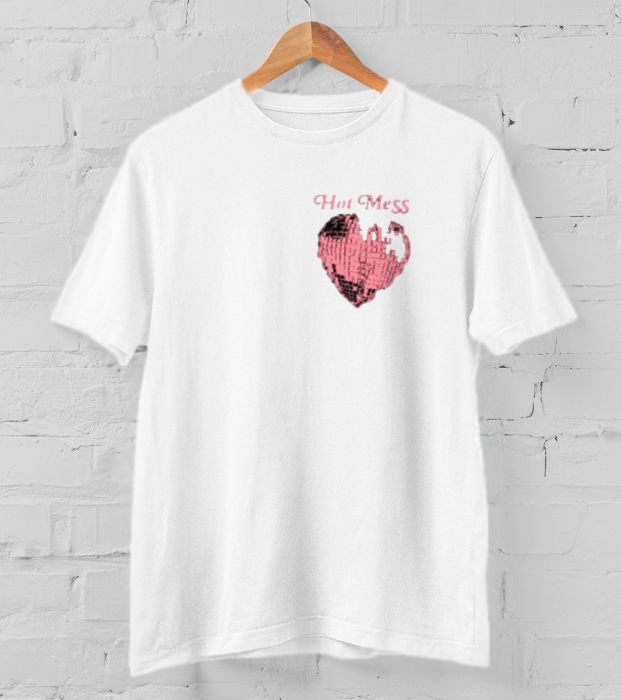 Hot Mess Pink Pixel Heart T-Shirt