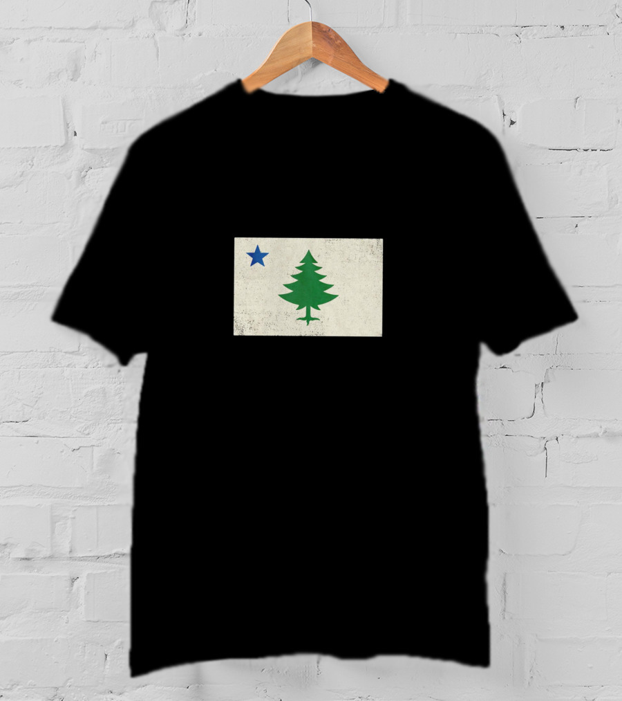 Maine Flag Vintage Pine Tree Star T-Shirt