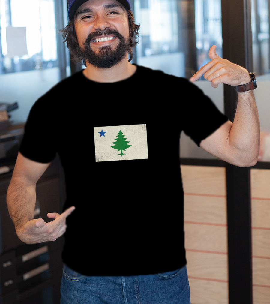 Maine Flag Vintage Pine Tree Star T-Shirt