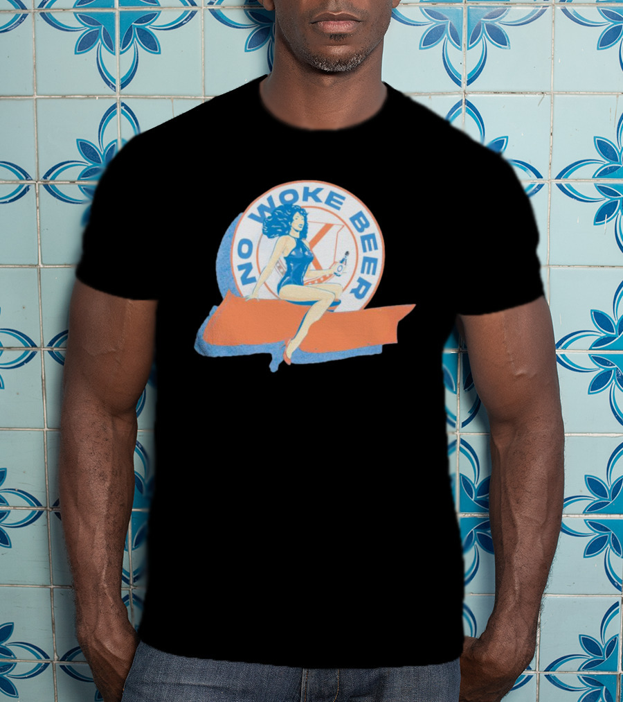 No Woke Beer Retro Pin-Up Style Beverage T-Shirt
