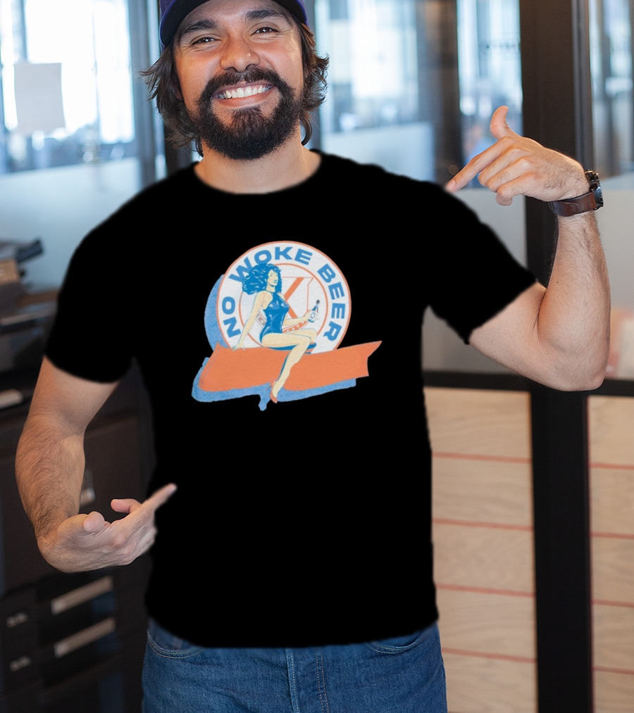 No Woke Beer Retro Pin-Up Style Beverage T-Shirt