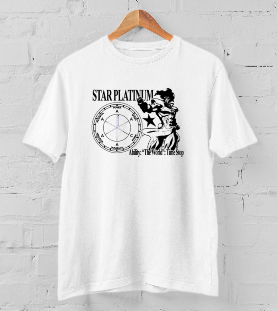 Star Platinum Ability The World Time Stop Diagram And Heroic Pose T-Shirt