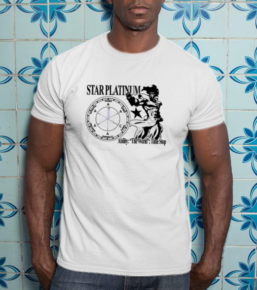 Star Platinum Ability The World Time Stop Diagram And Heroic Pose T-Shirt