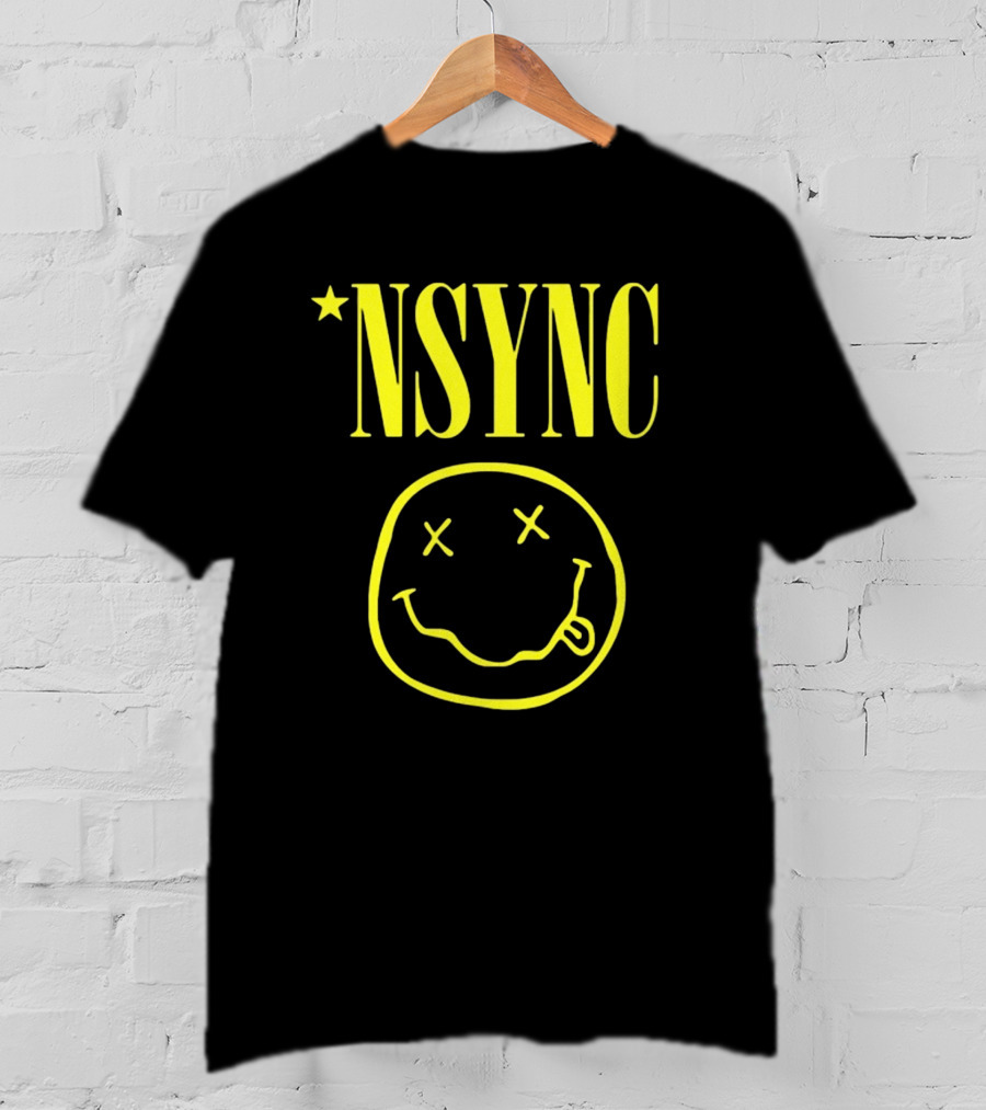 NSYNC Fake Handshake Grunge Inspired Smiley Face T-Shirt