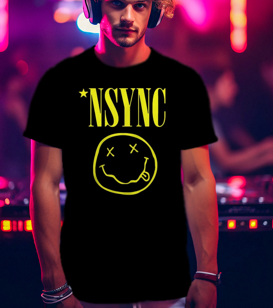 NSYNC Fake Handshake Grunge Inspired Smiley Face T-Shirt