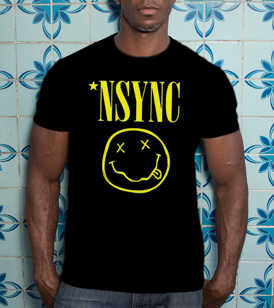 NSYNC Fake Handshake Grunge Inspired Smiley Face T-Shirt