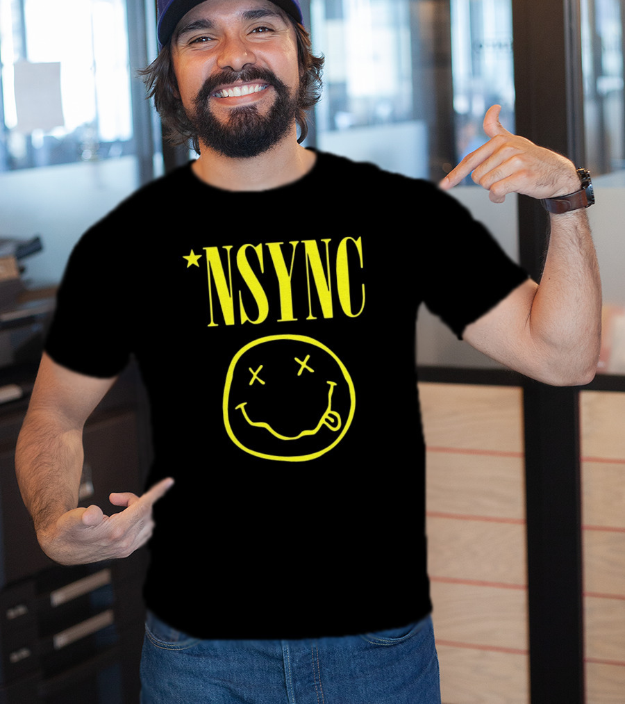 NSYNC Fake Handshake Grunge Inspired Smiley Face T-Shirt
