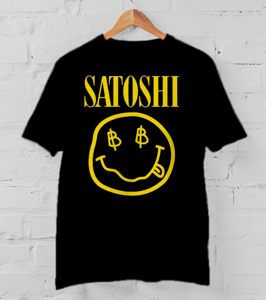 SATOSHI Smiley Face With Bitcoin Symbols T-Shirt