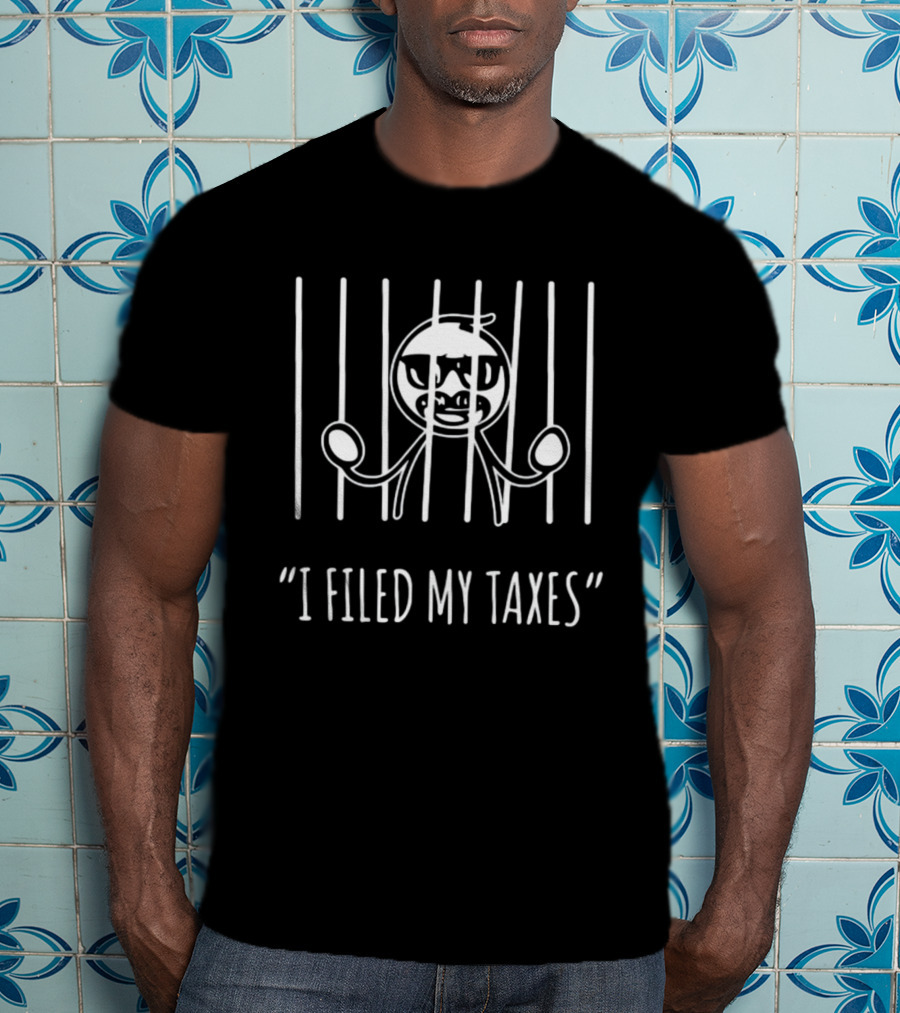 I Filed My Taxes Stick Figure Behind Bars T-Shirt