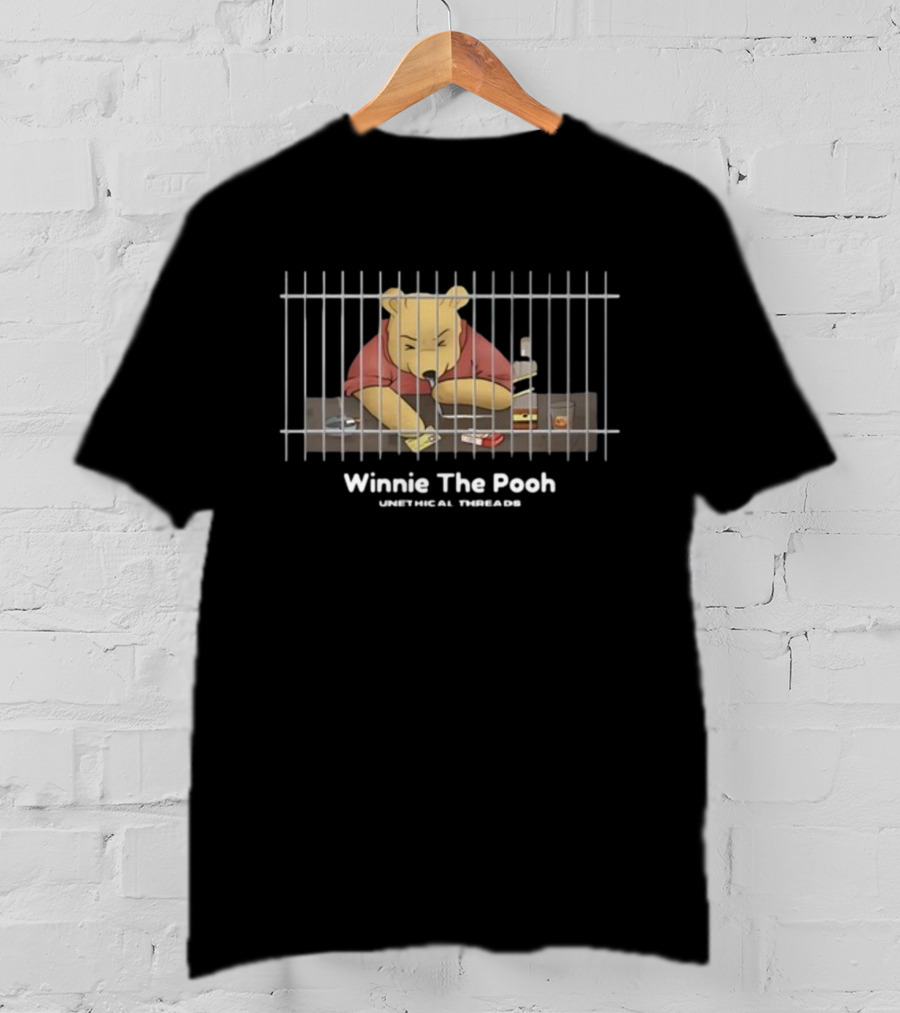 Winnie The Pooh Unethical Threads Prison Bars Gambling Drink T-Shirt