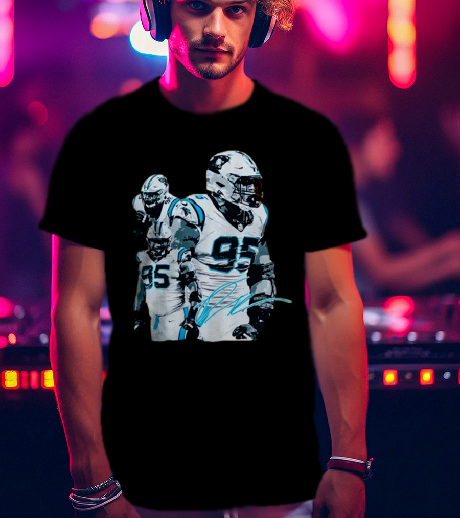 Kai Brown Wearing Carolina Panthers Derrick Brown 95 NFL Football T-Shirt