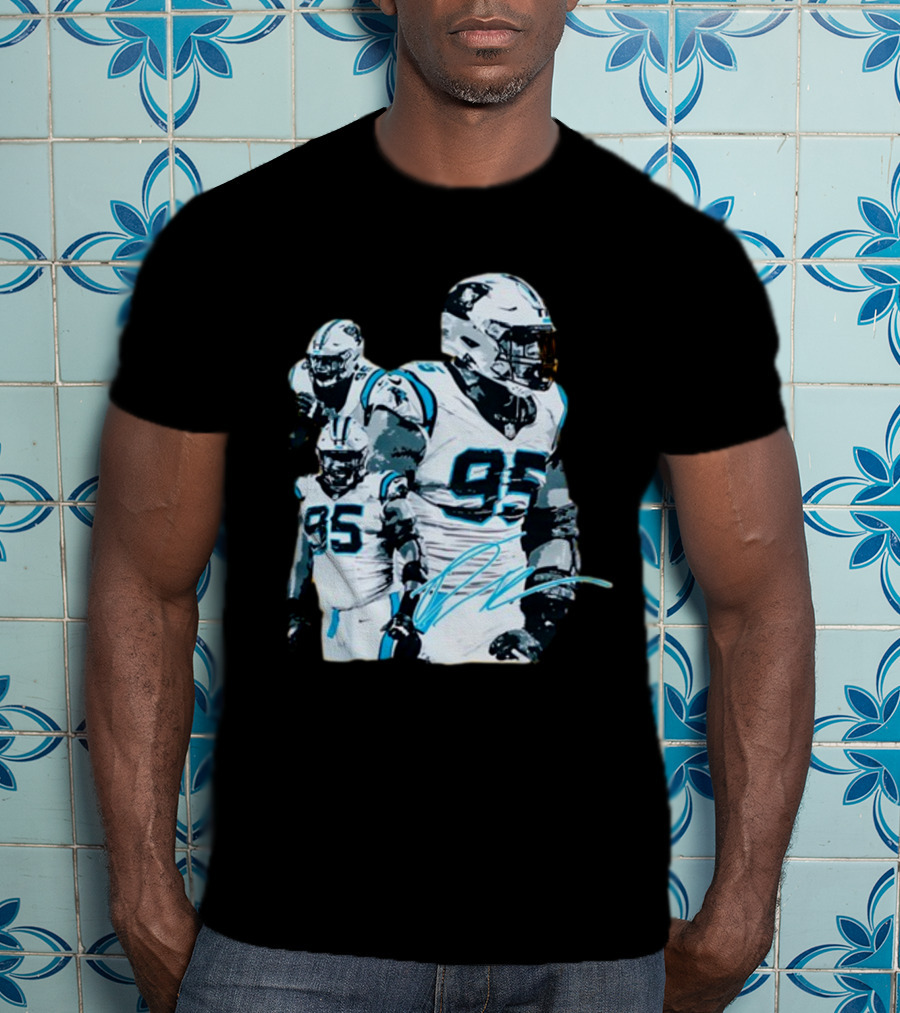 Kai Brown Wearing Carolina Panthers Derrick Brown 95 NFL Football T-Shirt