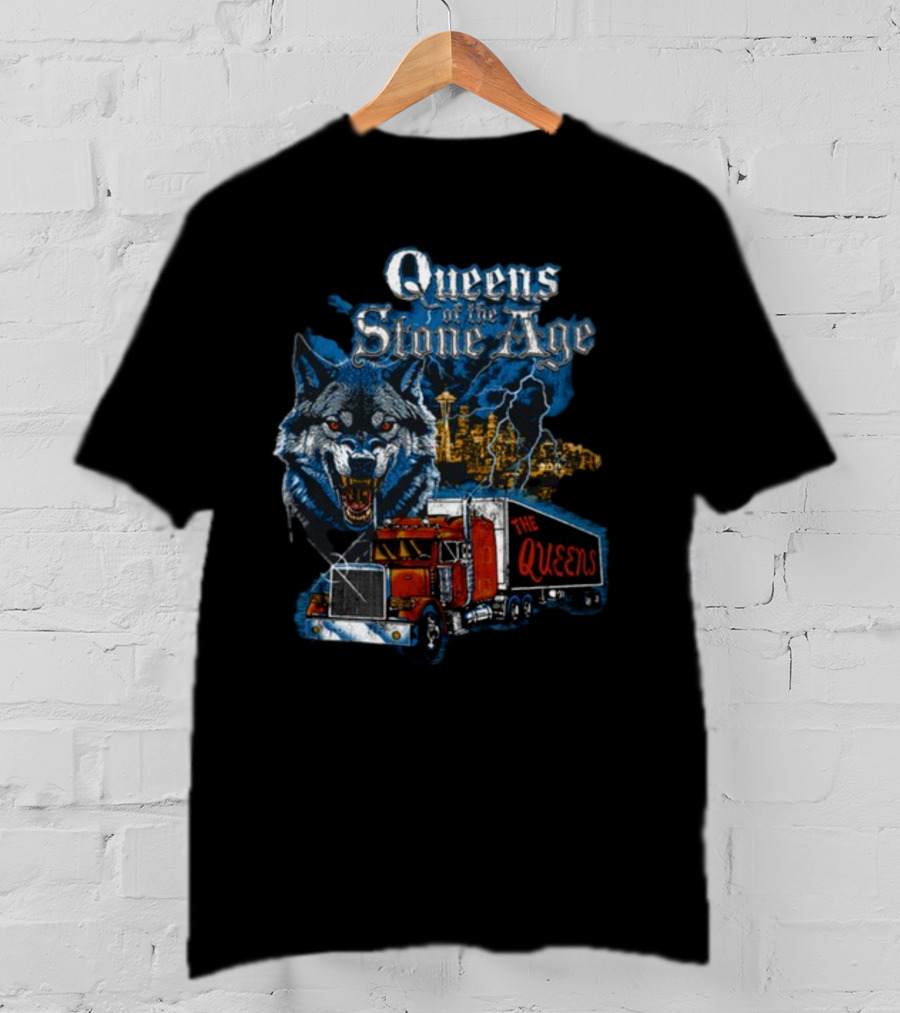 Queens Of The Stone Age Wolf Lightning Truck Seattle Skyline-The Queens T-Shirt