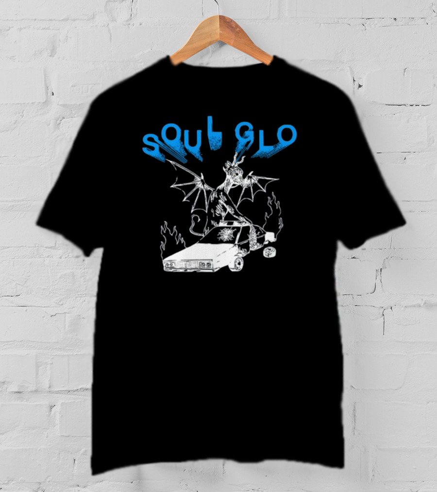 Soul Glo Dragon With Crashed Car And Flames T-Shirt