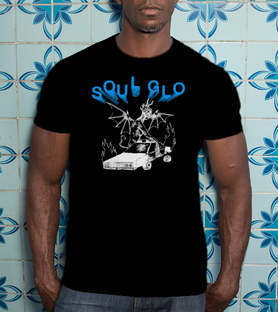 Soul Glo Dragon With Crashed Car And Flames T-Shirt