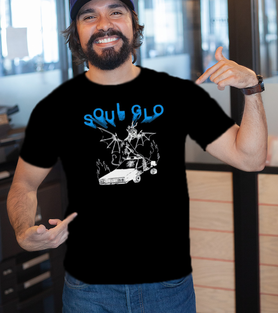 Soul Glo Dragon With Crashed Car And Flames T-Shirt