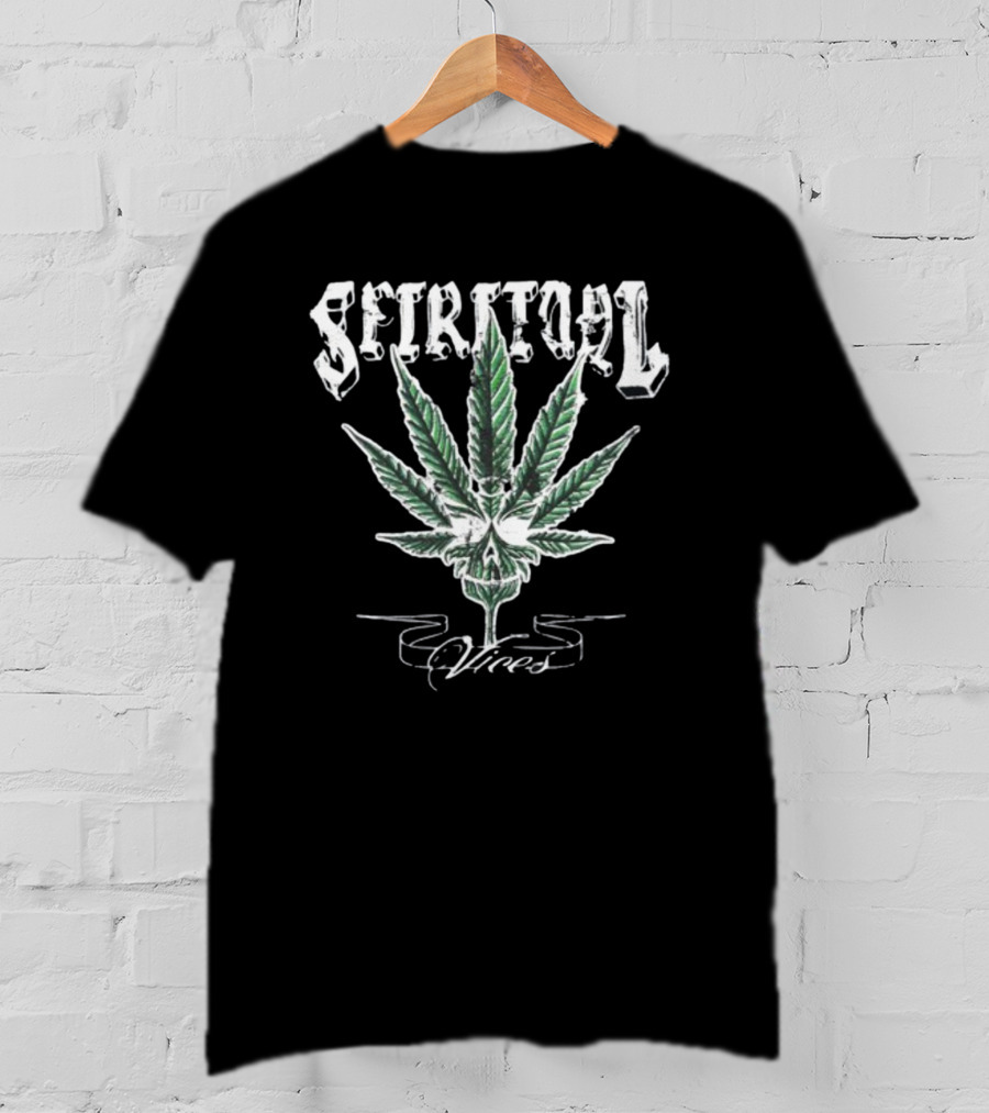 Spiritual Vices Marijuana Leaf And Skull T-Shirt