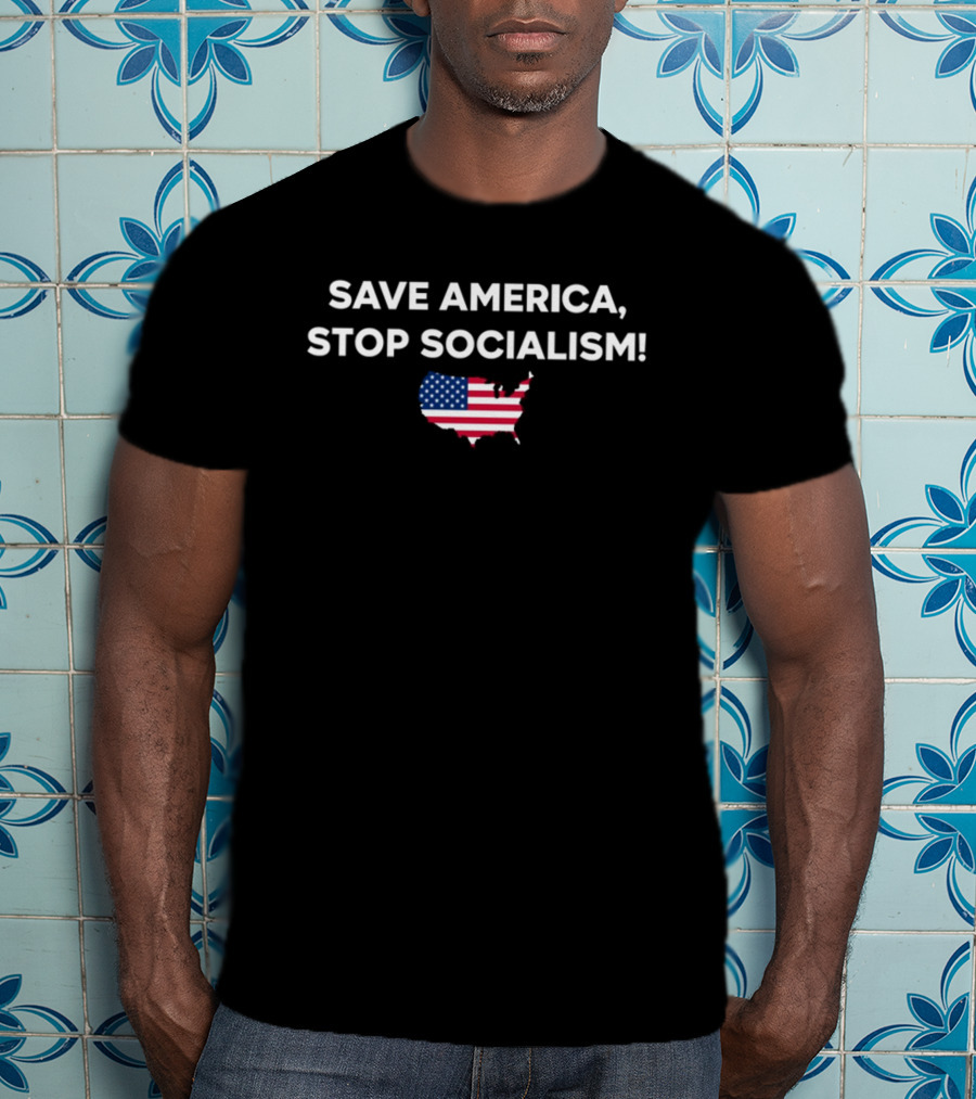 Marjorie Taylor Greene Save America Stop Socialism USA Flag Map T-Shirt