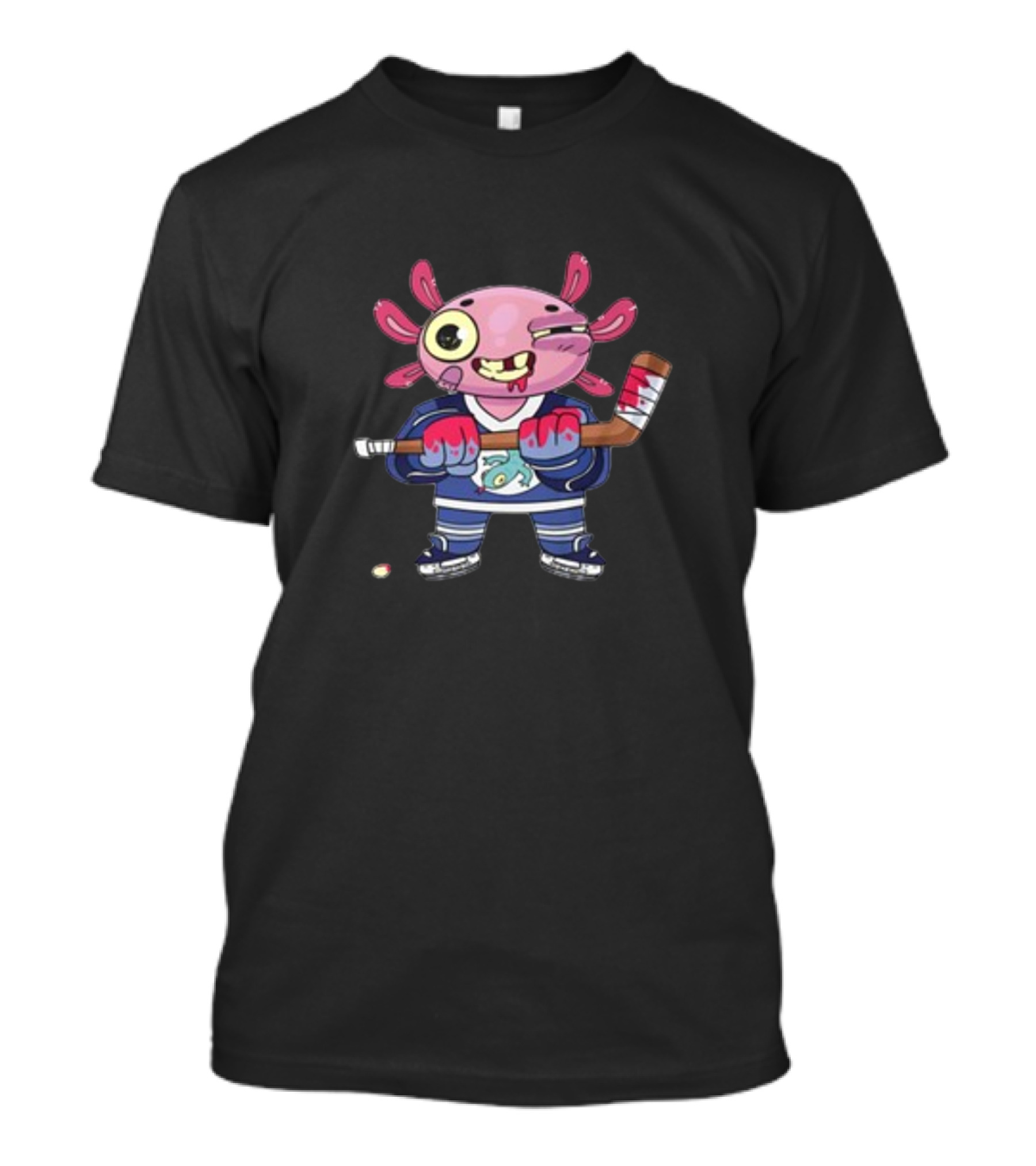 Axolotl Hockey Player With Stick And Puck T-Shirt