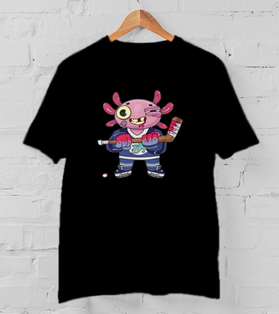 Axolotl Hockey Player With Stick And Puck T-Shirt