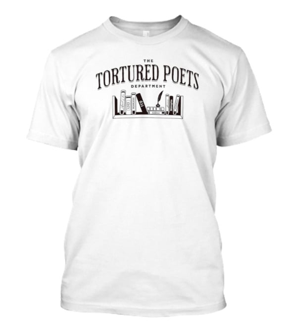 Atsevenstudio The Tortured Poets Department Books And Quill Motif T-Shirt