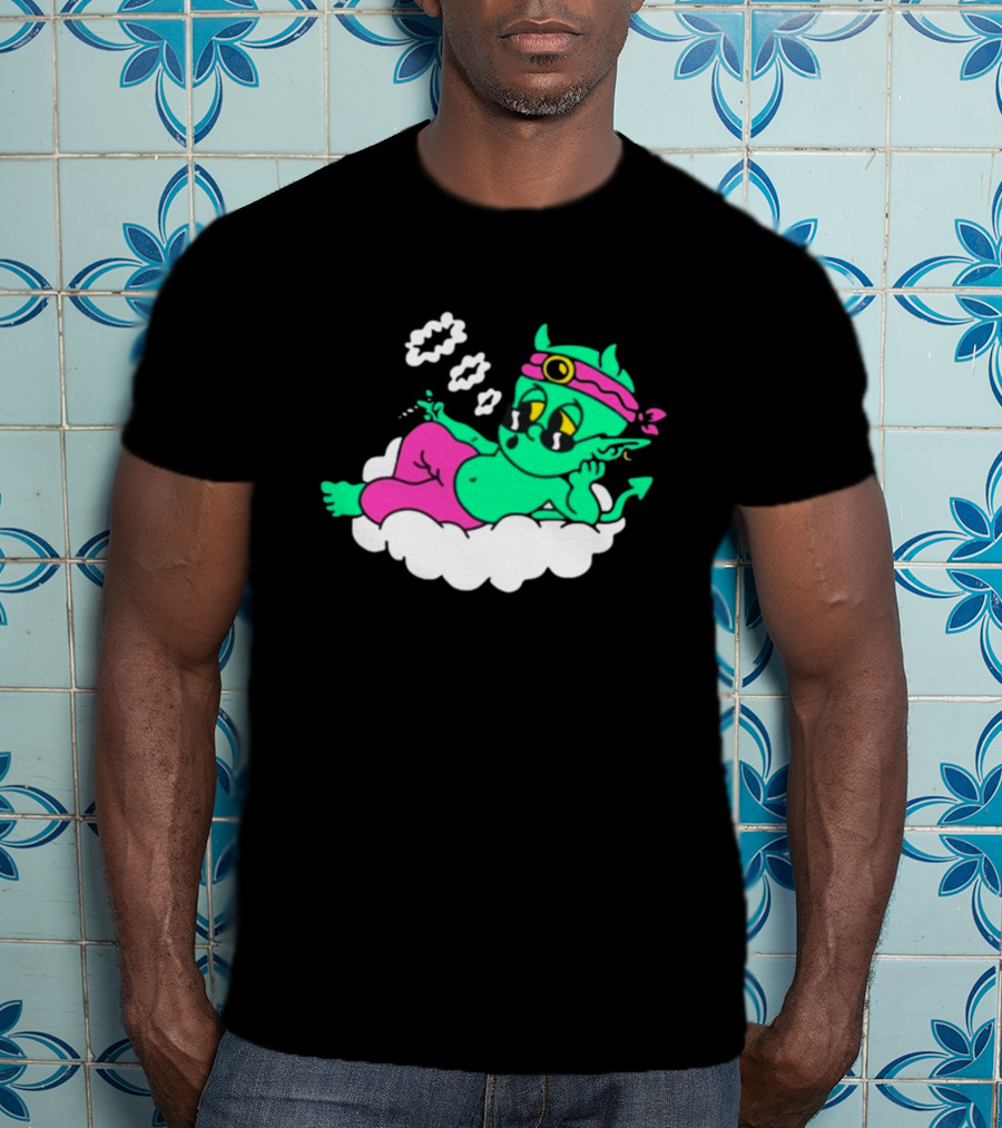 Supermega Funny Brothers Devils Lettuce Smoking Cartoon Demon Cloud T-Shirt