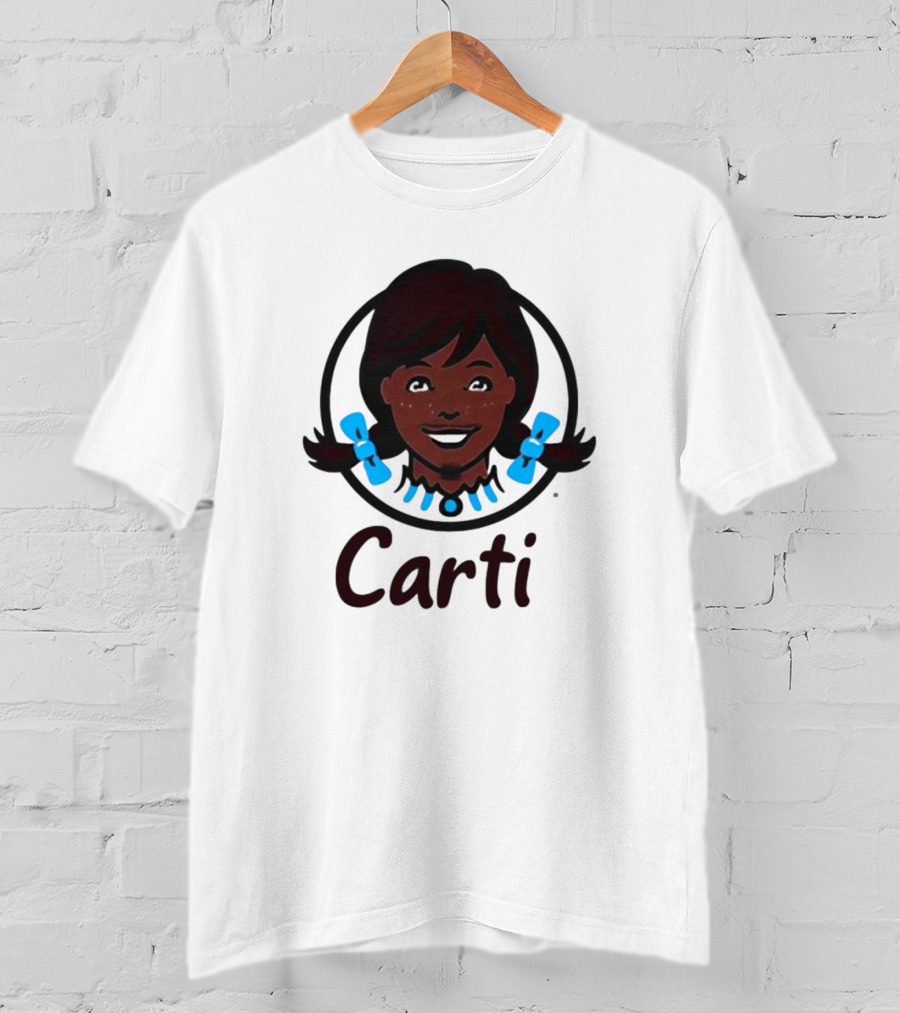 Wendy's Carti Dark Hair Blue Bow Circular T-Shirt