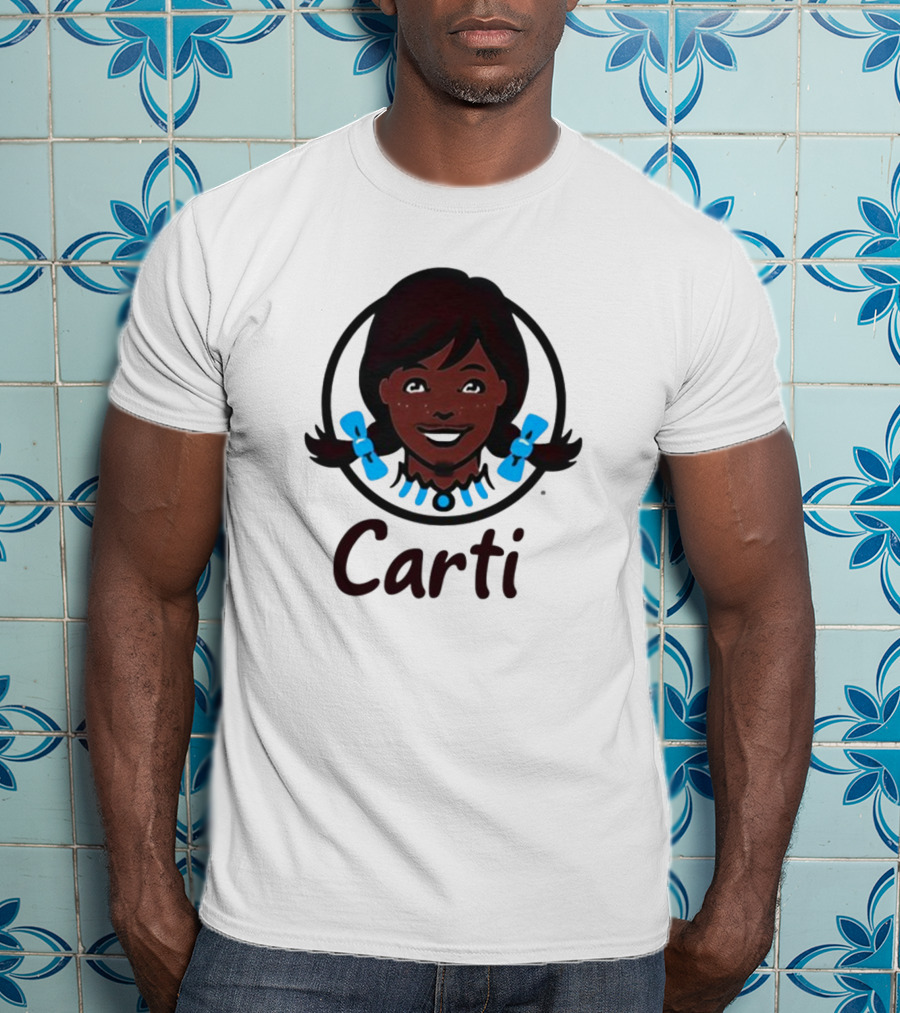 Wendy's Carti Dark Hair Blue Bow Circular T-Shirt