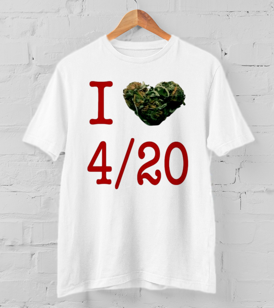 I Love 420 Day Heart Made Of Cannabis T-Shirt