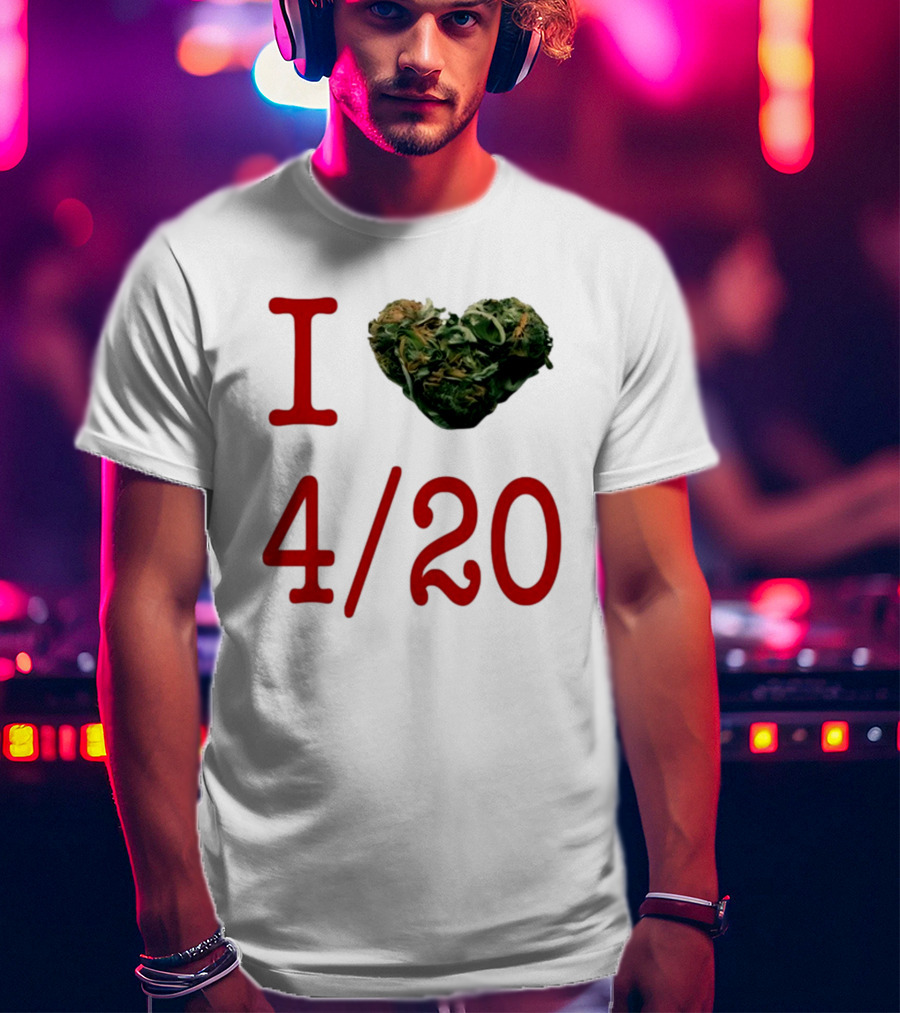 I Love 420 Day Heart Made Of Cannabis T-Shirt