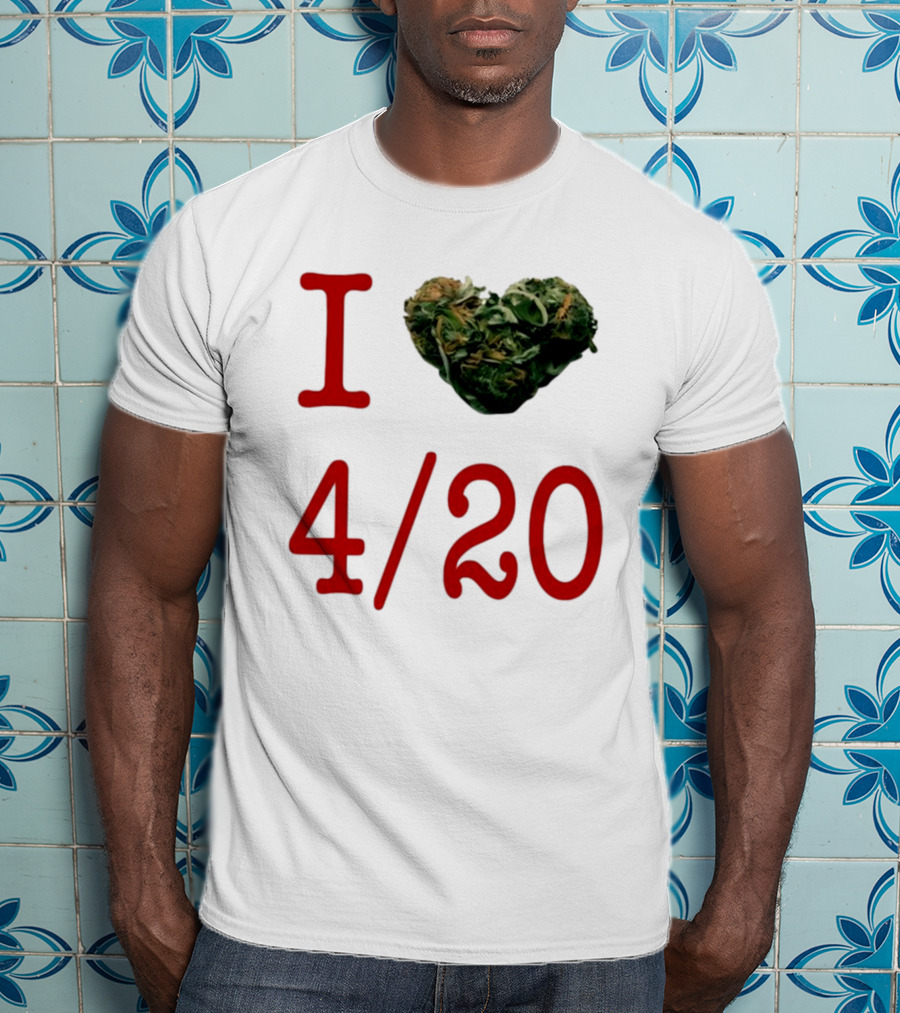 I Love 420 Day Heart Made Of Cannabis T-Shirt