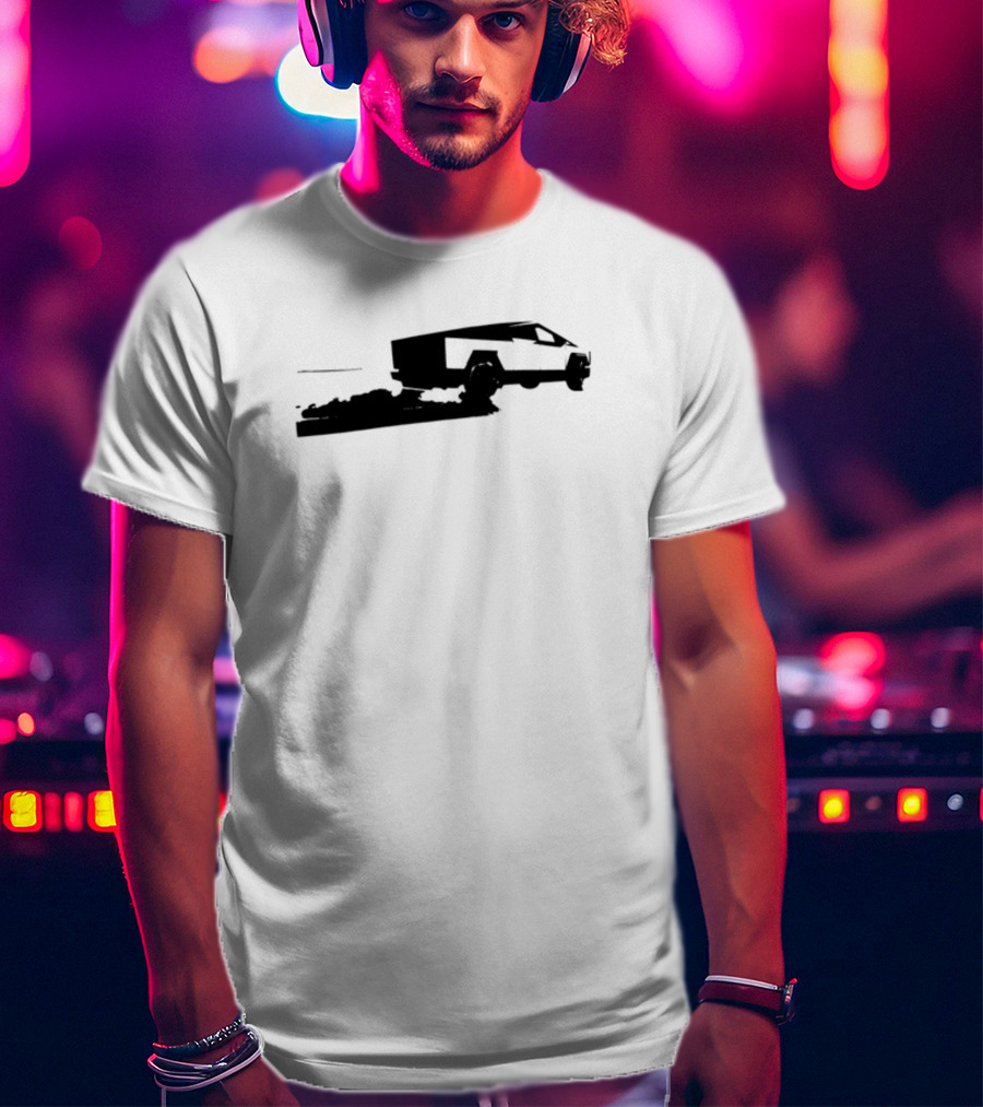 Cybertruck Foundation Monochrome Outline Futuristic Vehicle T-Shirt