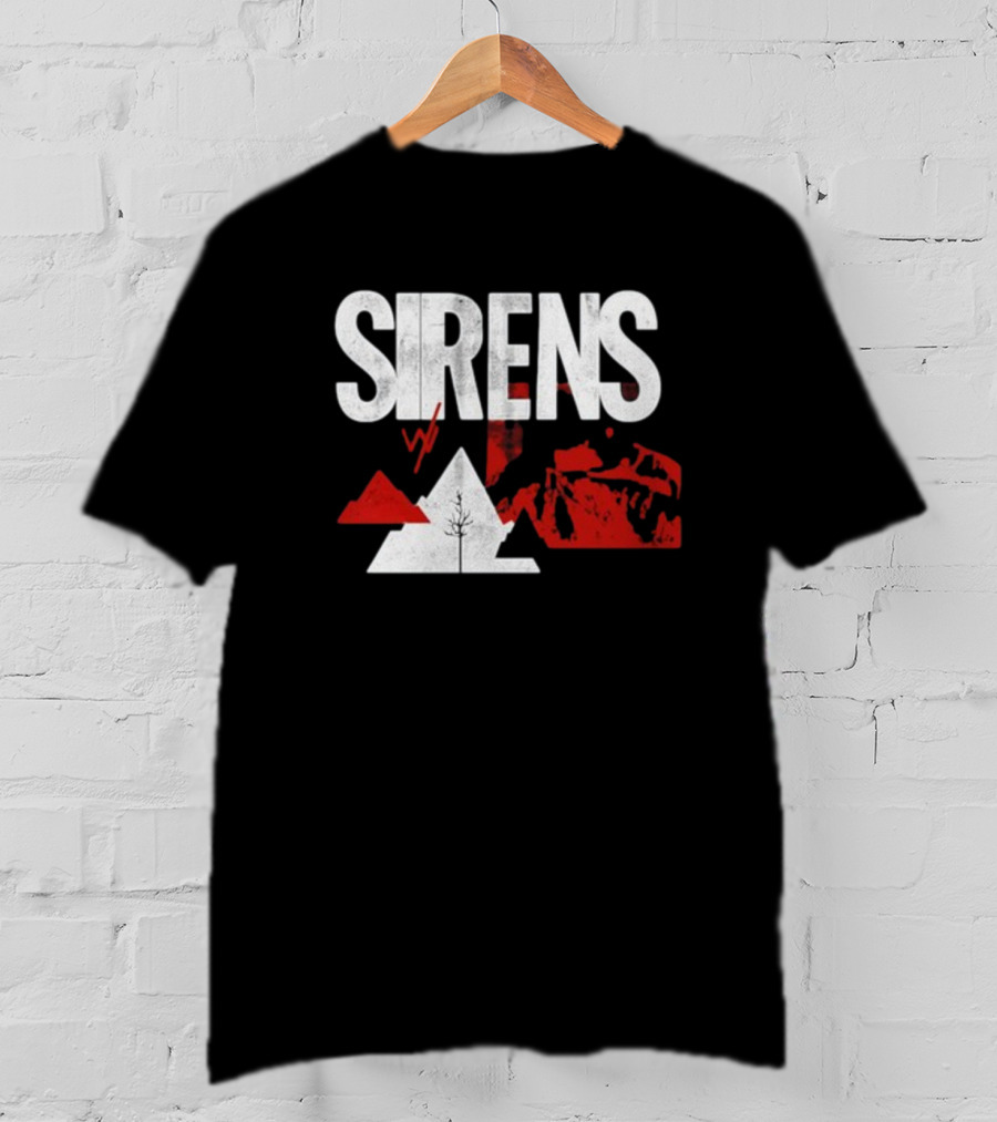 Sirens Mountain Tree Red Abstract Collage T-Shirt