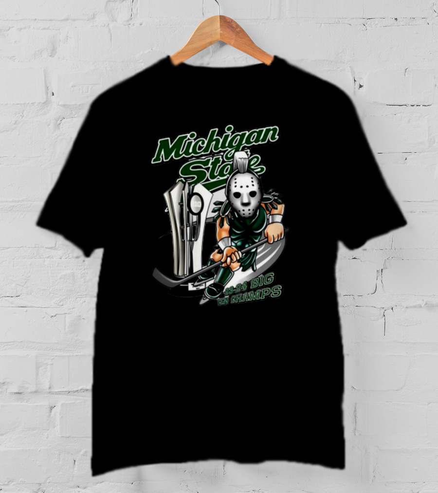 Michigan State 23-24 Big Ten Champs Hockey Mask Trophy T-Shirt