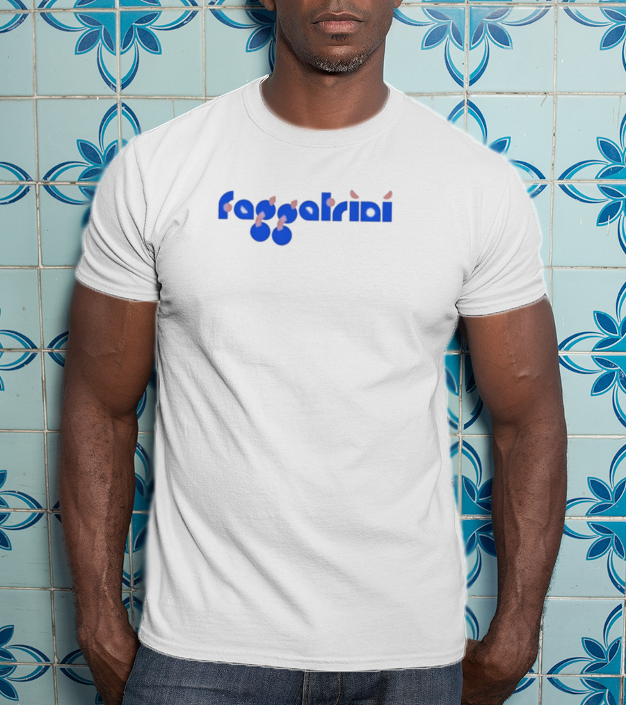 Faggatrini Cherry-Inspired Text With Blue And Red Accents T-Shirt