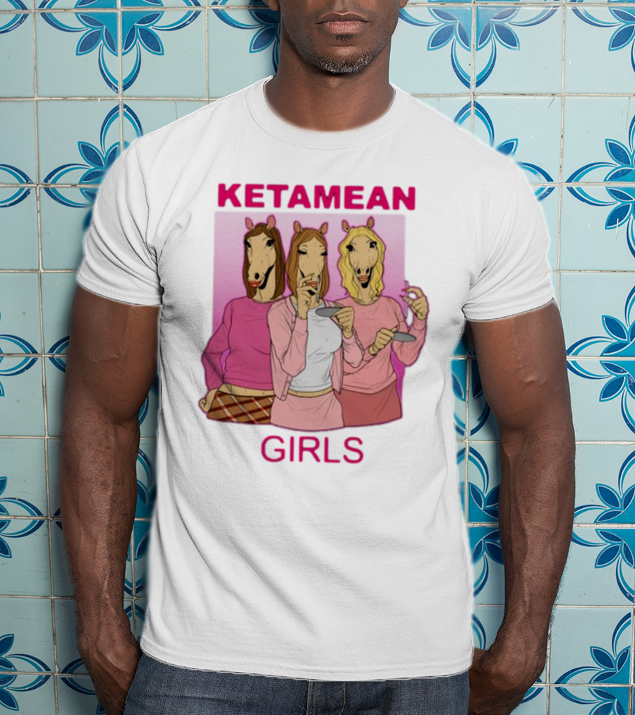 Ketamean Girls Horse Head Trio In Pink Outfits T-Shirt