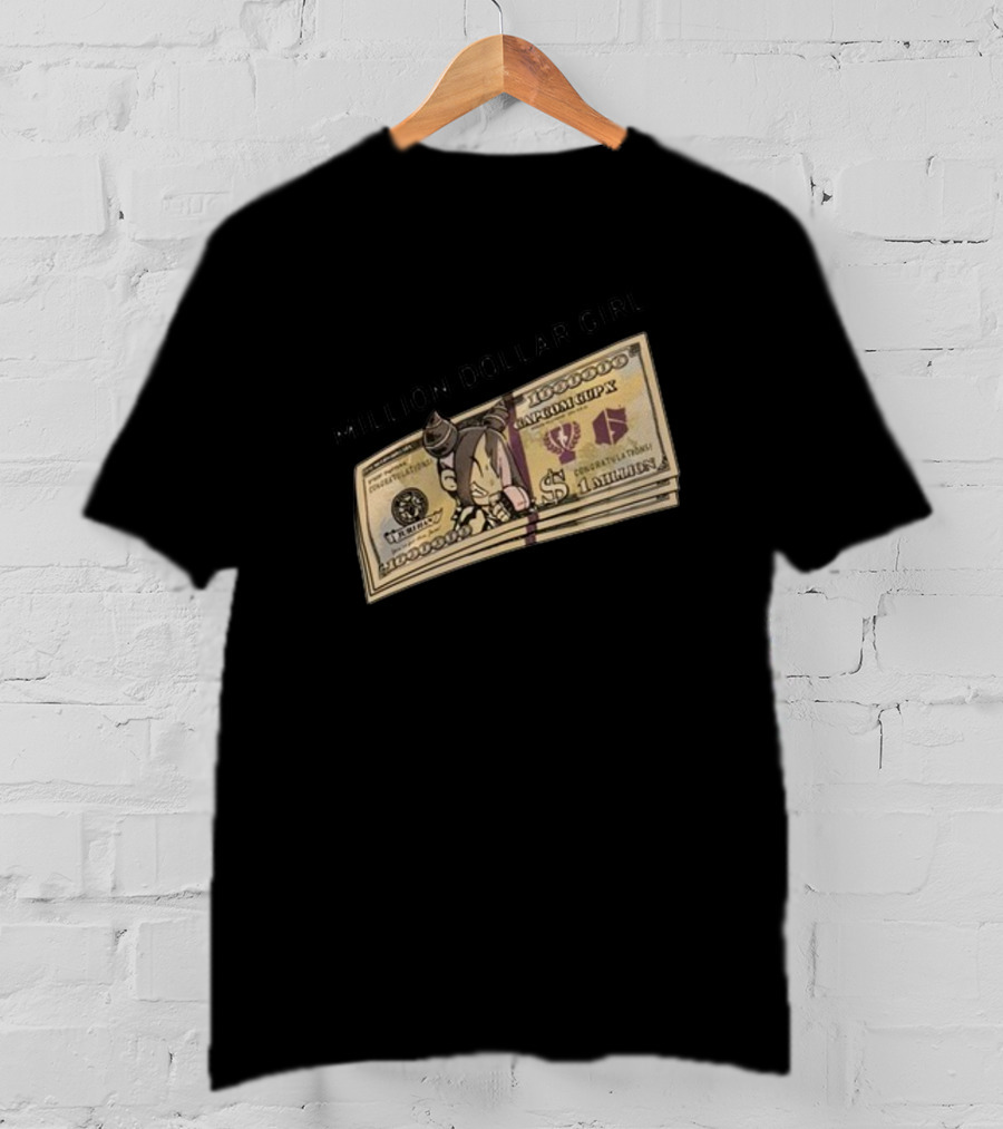 Million Dollar Girl Cartoon Stack Of Cash Capitalism Vulture Currency T-Shirt